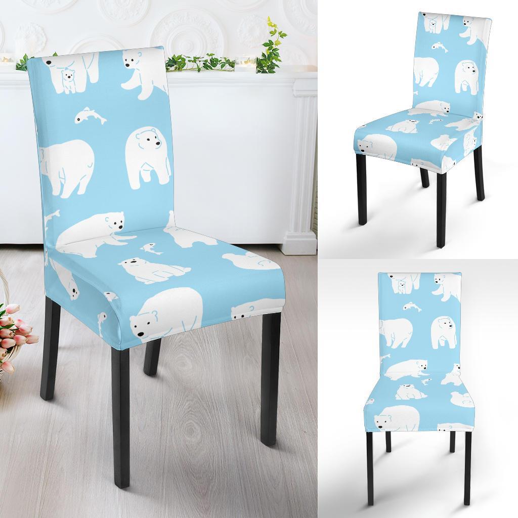 Polar Bear Pattern Print Design PB01 Dining Chair Slipcover-JORJUNE.COM