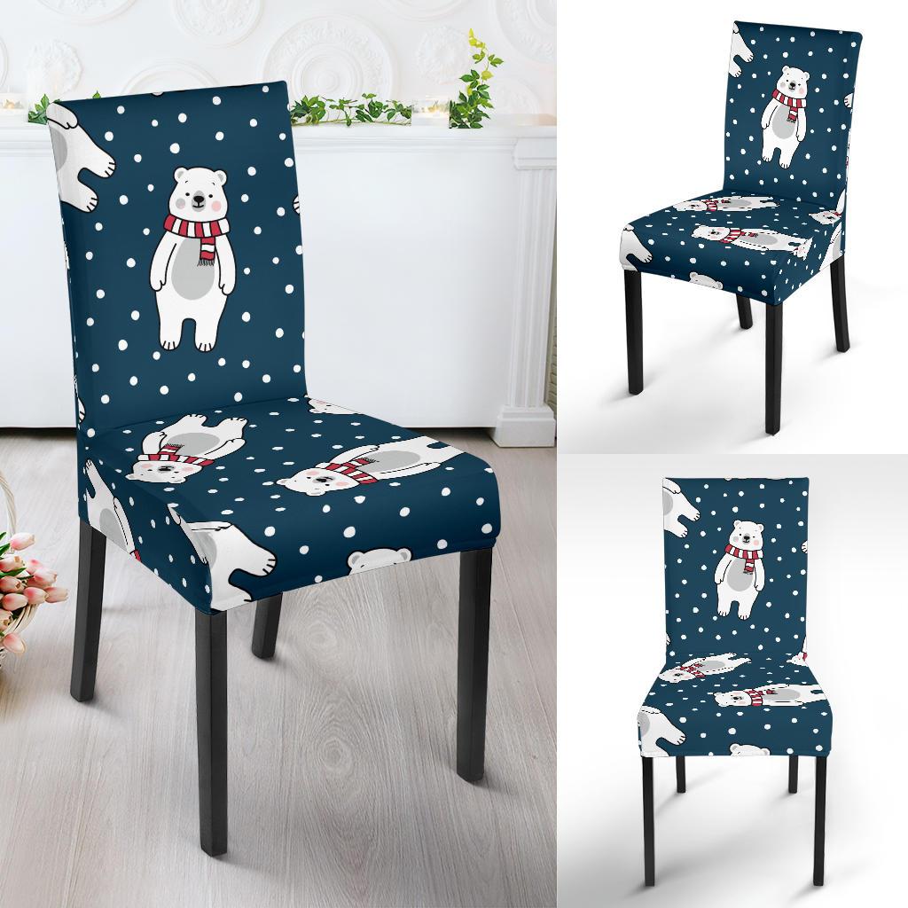 Polar Bear Pattern Print Design PB05 Dining Chair Slipcover-JORJUNE.COM