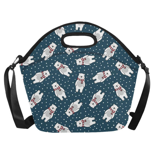 Polar Bear Pattern Print Design PB05 Neoprene Lunch Bag-JorJune