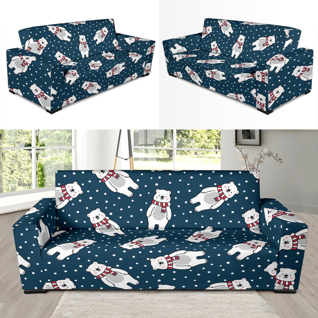 Polar Bear Pattern Print Design PB05 Sofa Slipcover-JORJUNE.COM
