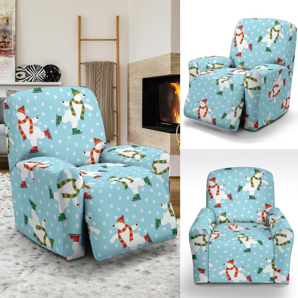 Polar Bear Pattern Print Design PB07 Recliner Slipcover-JORJUNE.COM