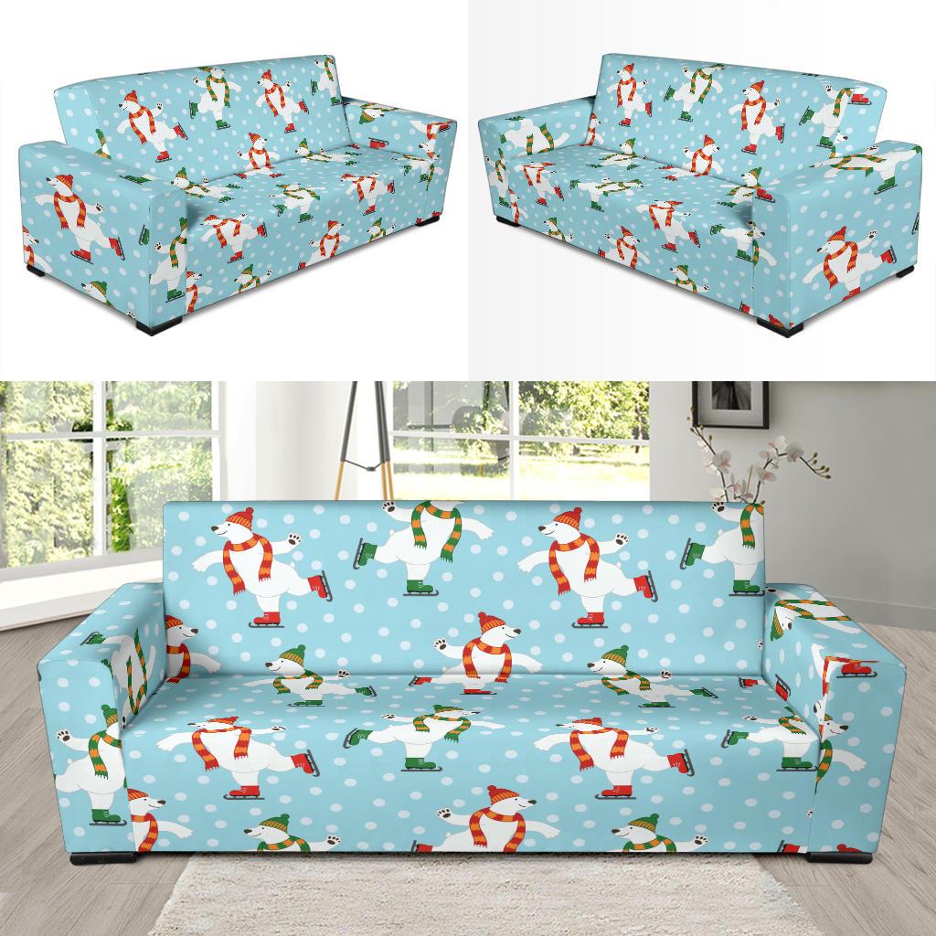 Polar Bear Pattern Print Design PB07 Sofa Slipcover-JORJUNE.COM
