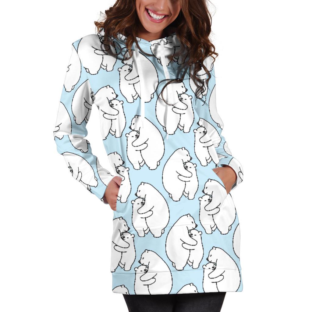 Polar Bear Pattern Print Design PB08 Women Hoodie Dress