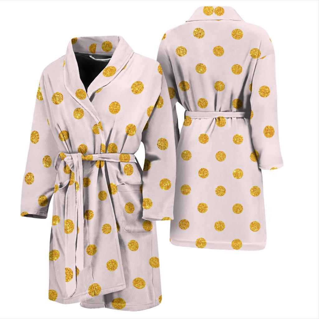 Polka Dot Gold Pink Pattern Print Design 01 Men Bathrobe-JORJUNE.COM