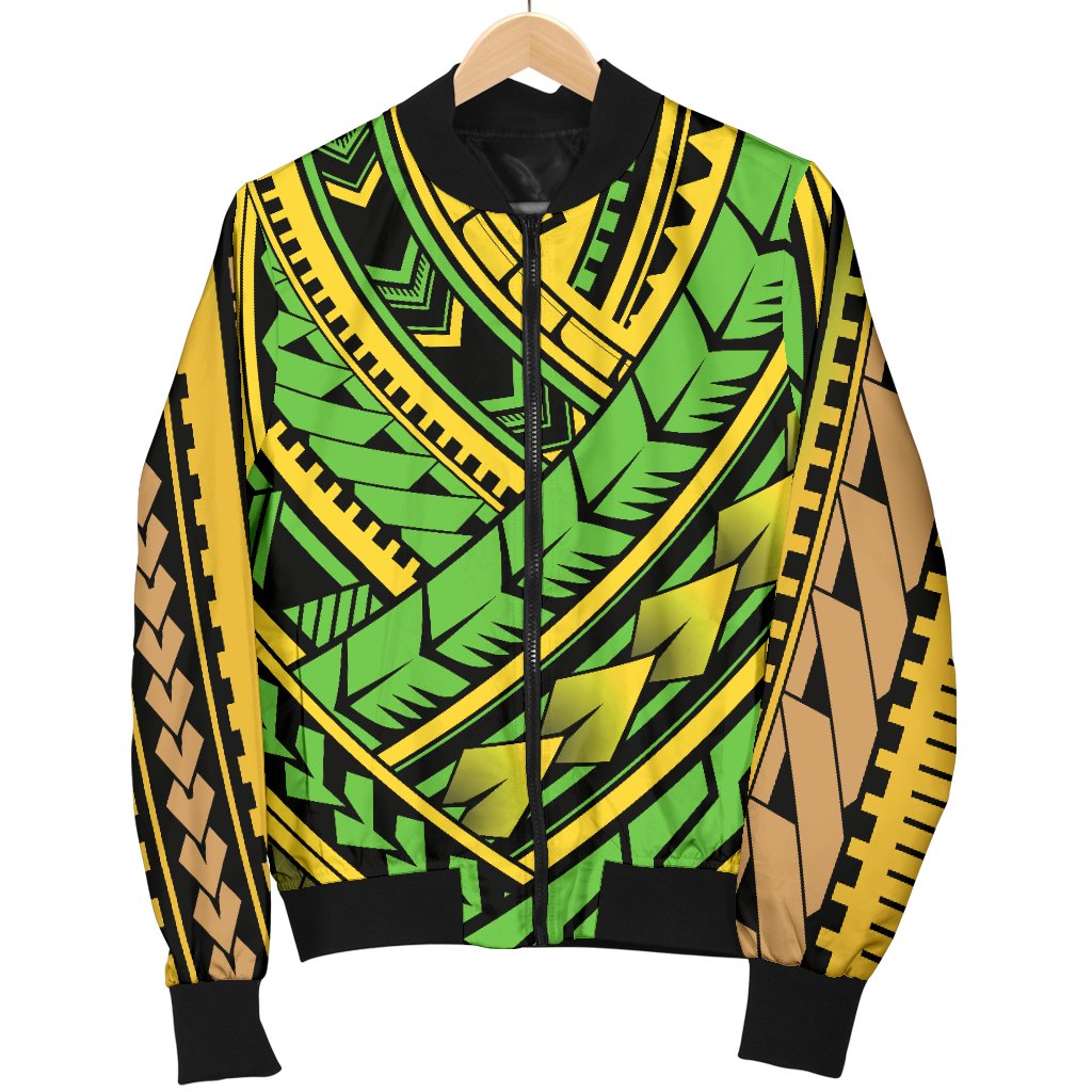 Polynesian Tribal Color Women Casual Bomber Jacket