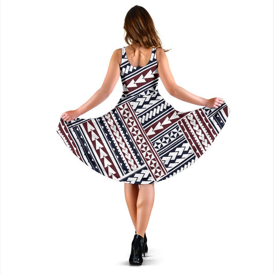 Polynesian Tribal Line Sleeveless Mini Dress