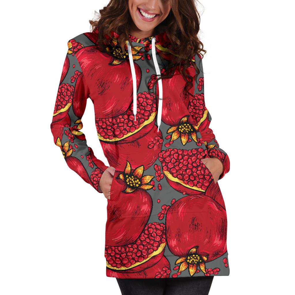 Pomegranate Pattern Print Design PG05 Women Hoodie Dress