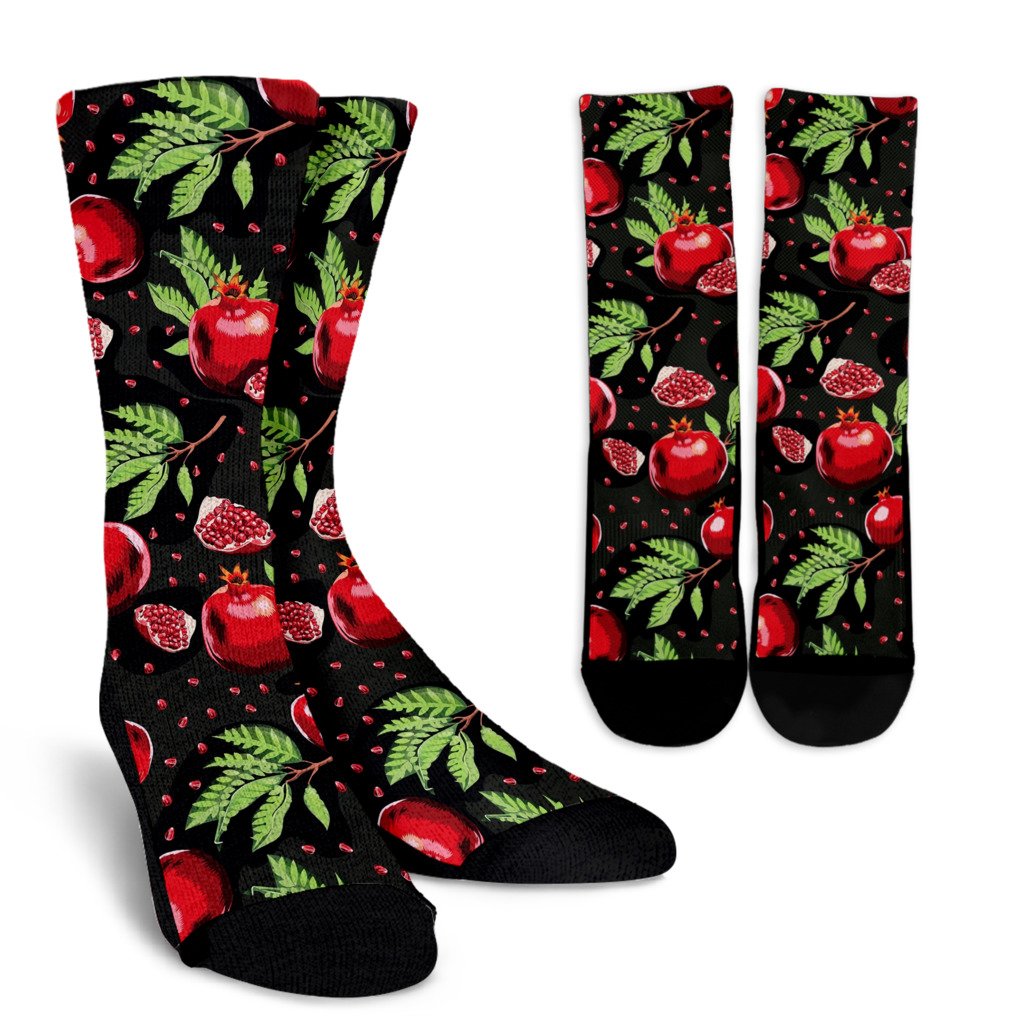 Pomegranate Pattern Print Design PG06 Crew Socks-JORJUNE.COM