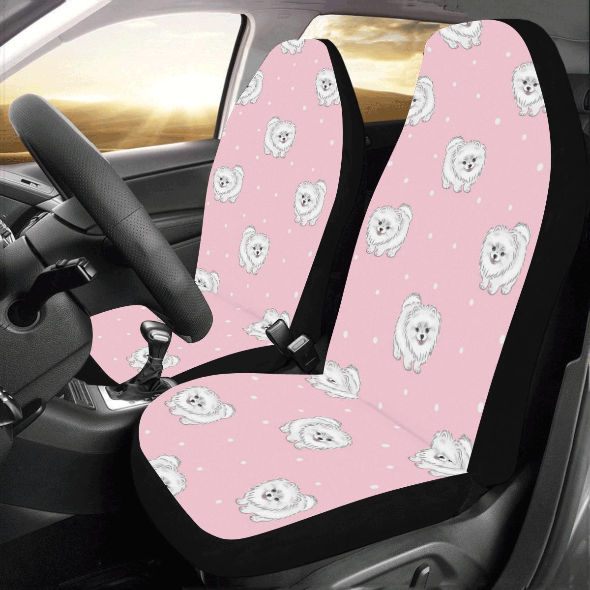 Pomeranians Pattern Print Design A02 Car Seat Covers (Set of 2)-JORJUNE.COM