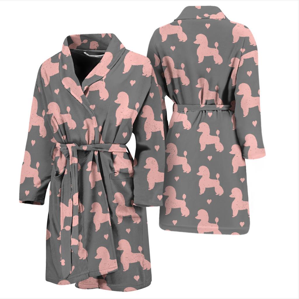 Poodle Pattern Print Design A02 Men Bathrobe-JORJUNE.COM