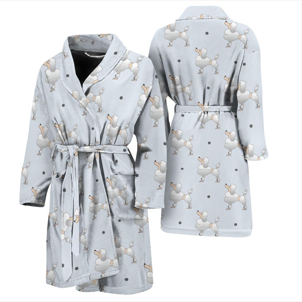 Poodle Pattern Print Design A05 Men Bathrobe-JORJUNE.COM