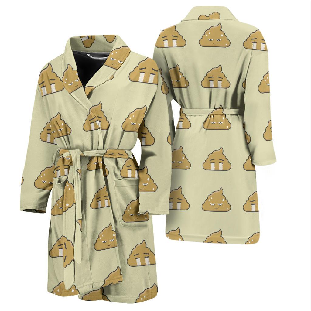 Poop Emoji Pattern Print Design A04 Men Bathrobe-JORJUNE.COM