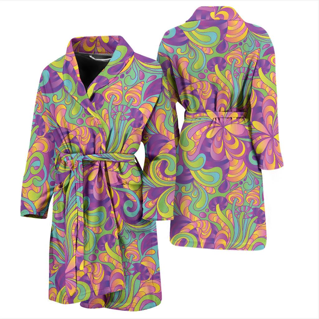 Psychedelic Mushroom Pattern Print Design A05 Men Bathrobe-JORJUNE.COM