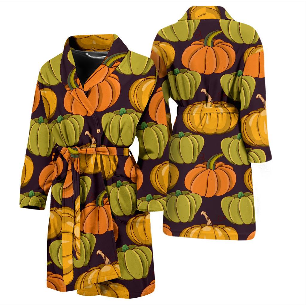 Pumpkin Pattern Print Design A01 Men Bathrobe-JORJUNE.COM