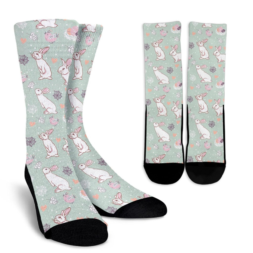Rabbit Pattern Print Design RB011 Crew Socks-JORJUNE.COM