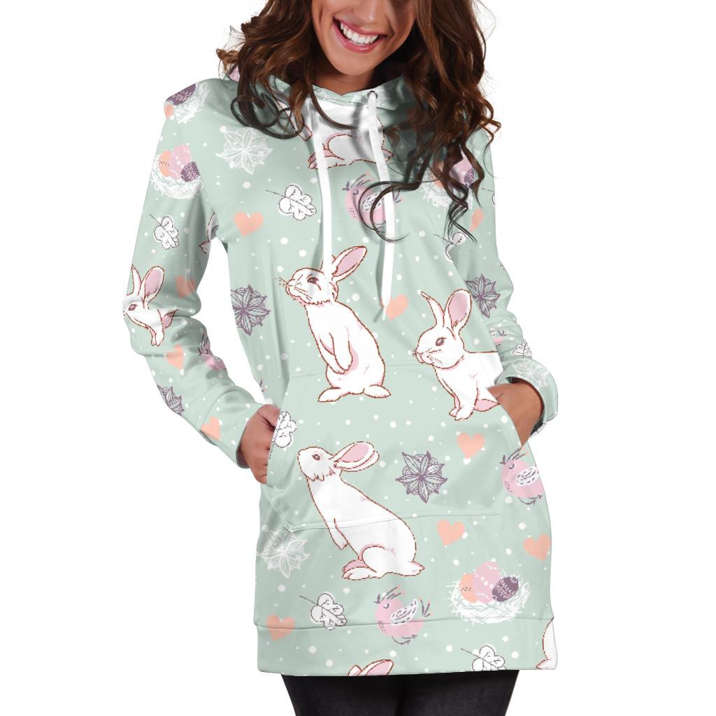 Rabbit Pattern Print Design RB011 Women Hoodie Dress