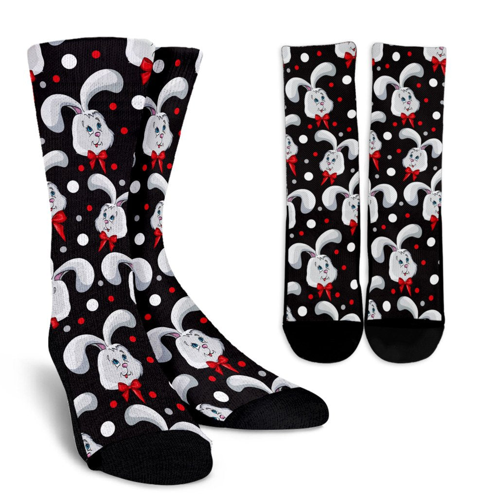 Rabbit Pattern Print Design RB012 Crew Socks-JORJUNE.COM