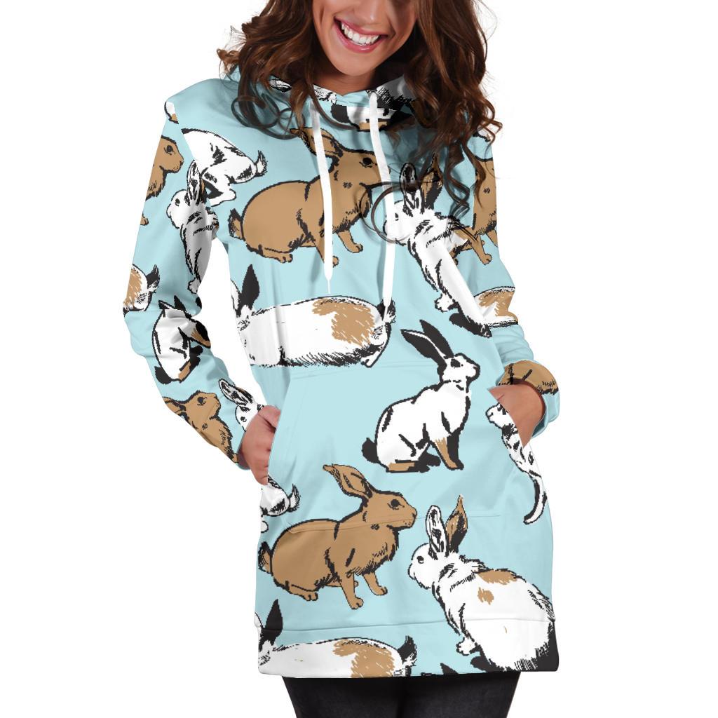 Rabbit Pattern Print Design RB018 Women Hoodie Dress