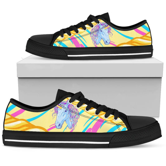 Rainbow Unicorn Women Low Top Canvas Shoes