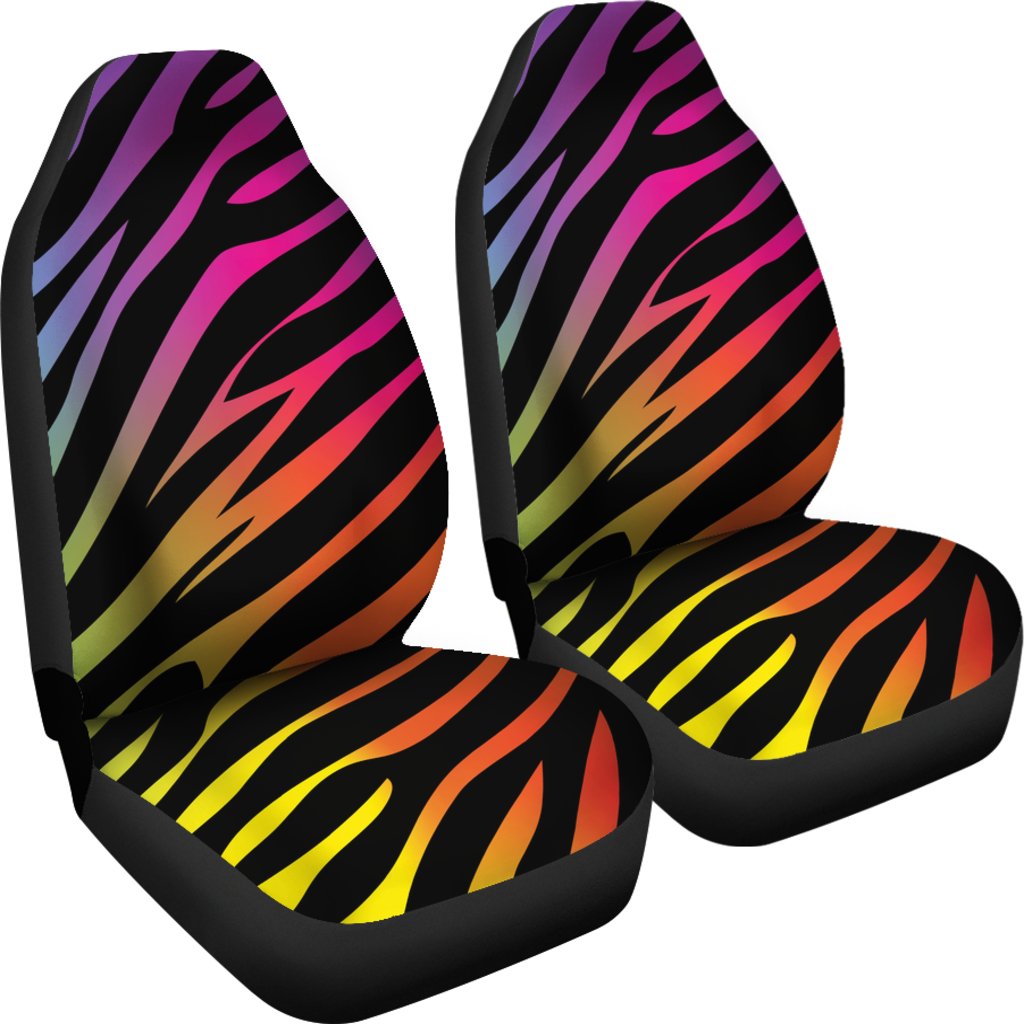 Rainbow Zebra Themed Print Universal Fit Car Seat Covers