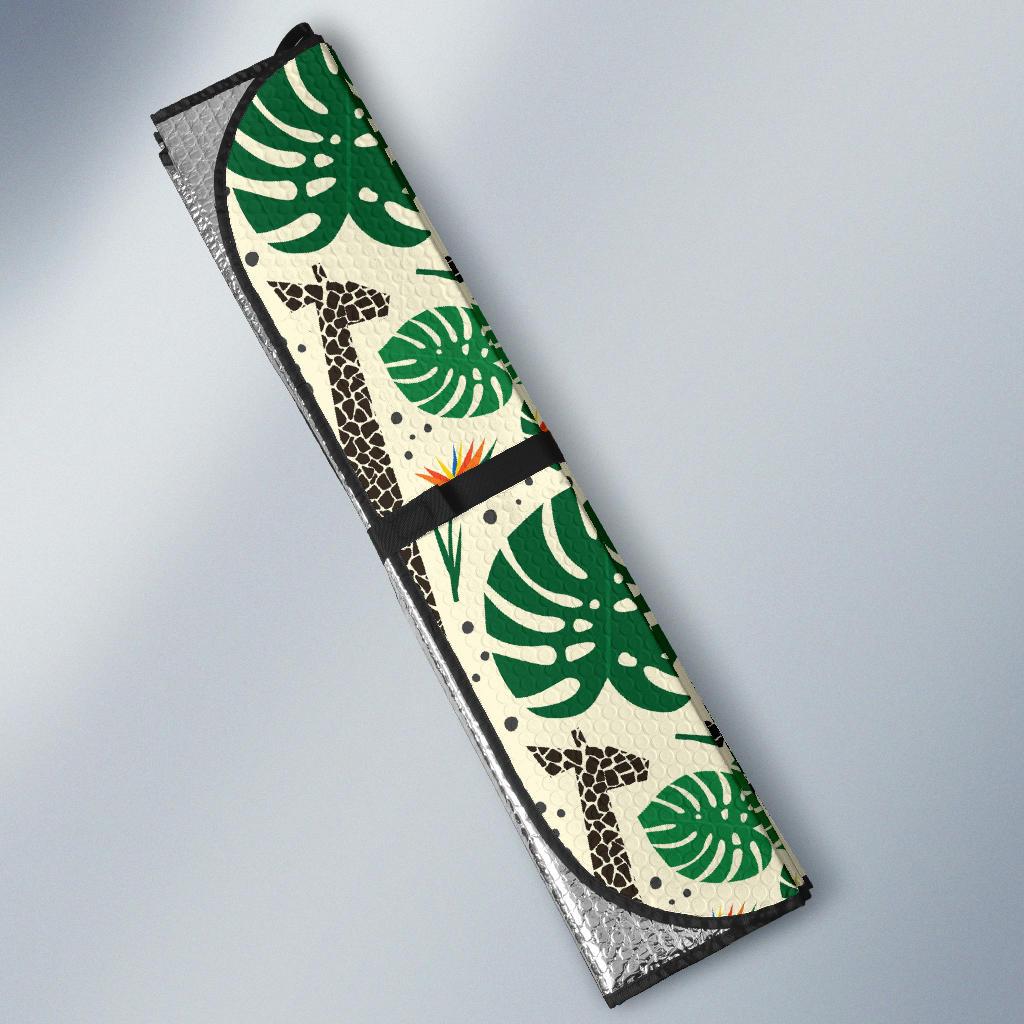 Rainforest Giraffe Pattern Print Design A02 Car Sun Shades-JORJUNE.COM