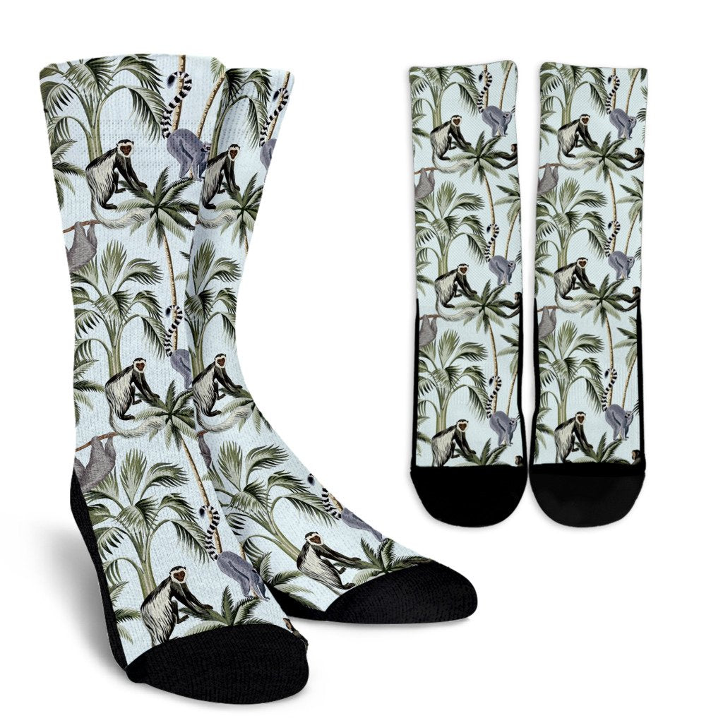 Rainforest Pattern Print Design RF04 Crew Socks-JORJUNE.COM