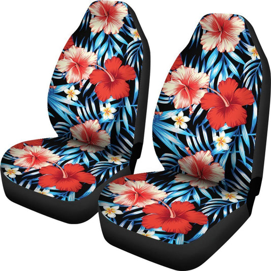 Floral Red Hibiscus Hawaiian tropical flower Universal Fit Car Seat Covers