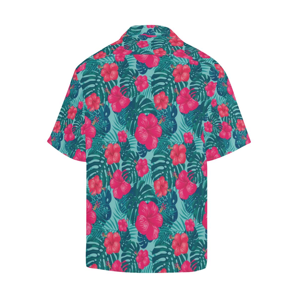 Red Hibiscus Pattern Print Design HB017 Men Hawaiian Shirt-JorJune