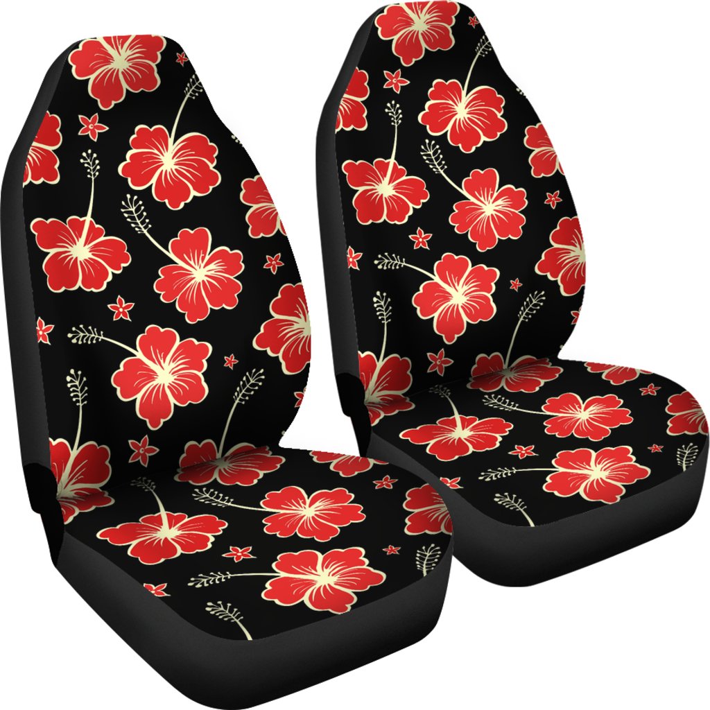 Red Hibiscus Pattern Print Design HB021 Universal Fit Car Seat Covers-JorJune