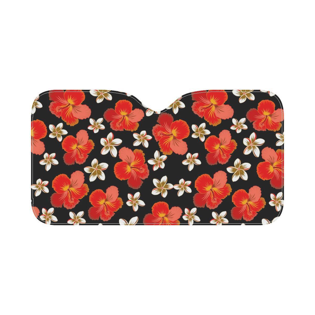 Red Hibiscus Pattern Print Design HB022 Car Sun Shade-JorJune