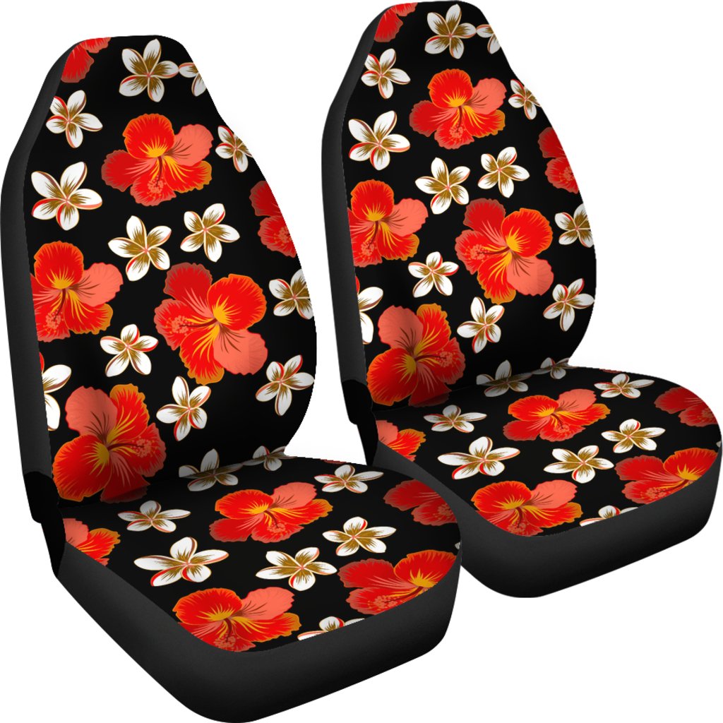Red Hibiscus Pattern Print Design HB022 Universal Fit Car Seat Covers-JorJune