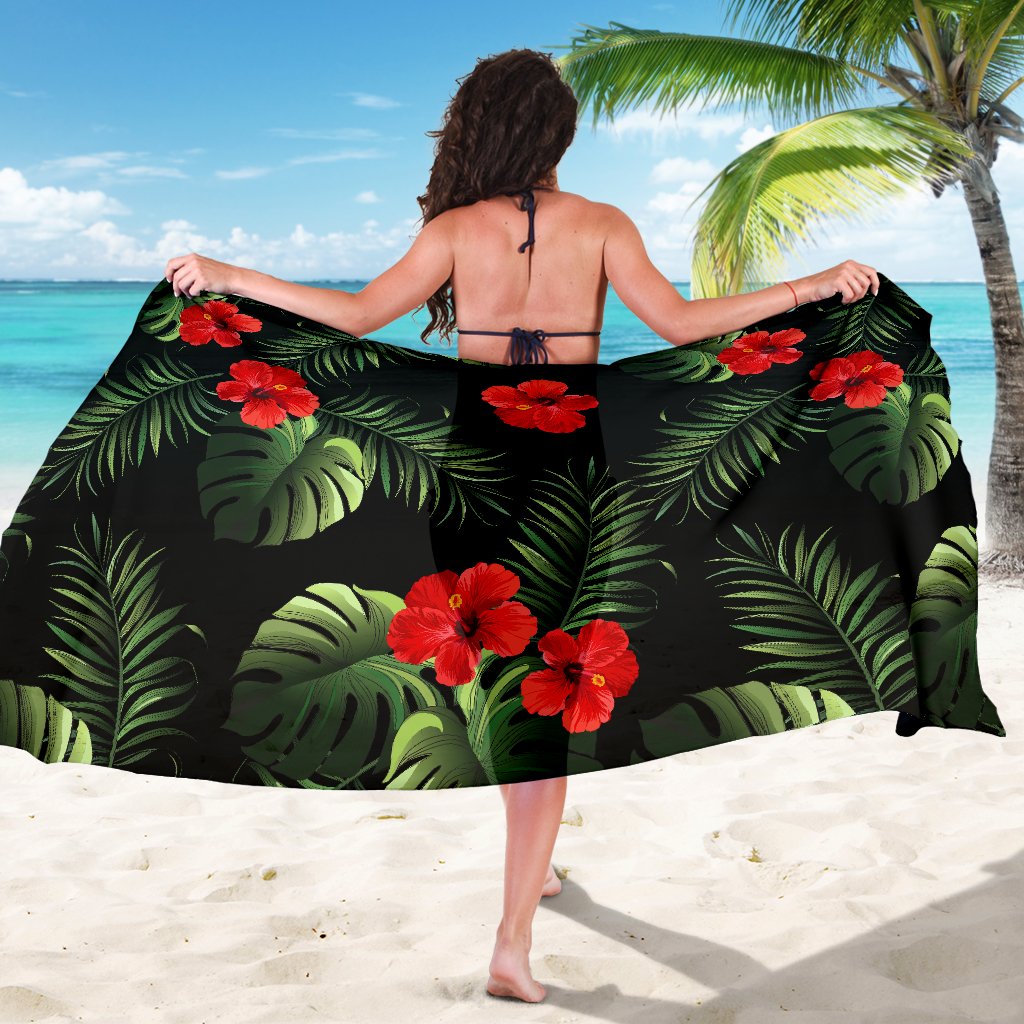 Red Hibiscus Tropical Sarong Pareo Wrap
