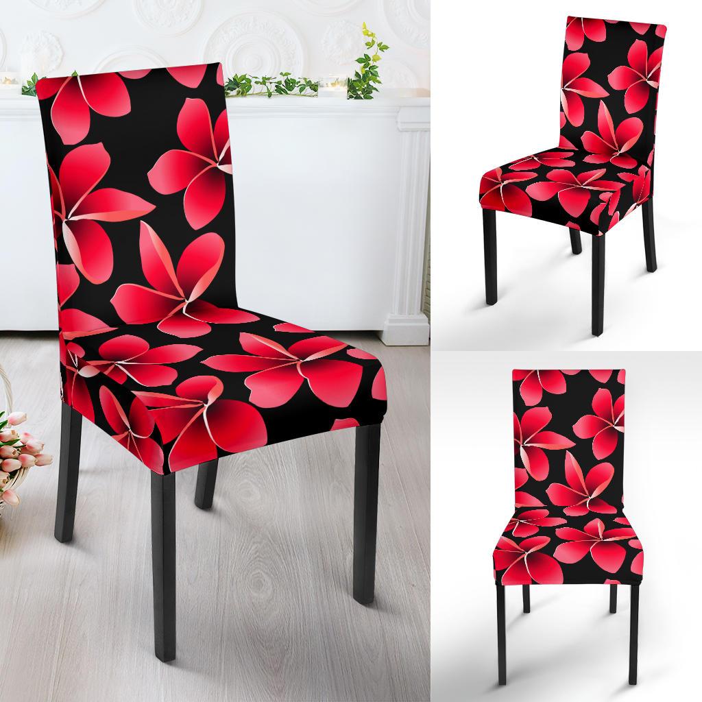 Red Plumeria Pattern Print Design PM025 Dining Chair Slipcover-JORJUNE.COM