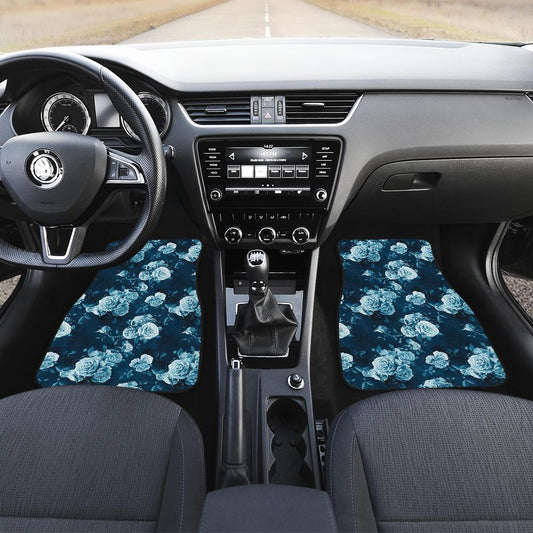 Rose Blue Pattern Print Design RO014 Car Floor Mats-JORJUNE.COM