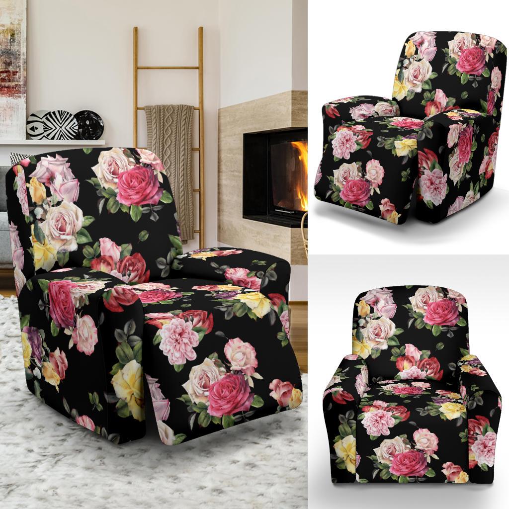 Rose Pattern Print Design RO010 Recliner Slipcover-JORJUNE.COM