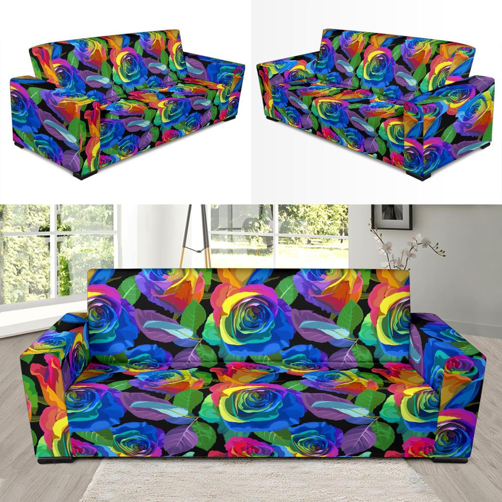 Rose Pattern Print Design RO02 Sofa Slipcover-JORJUNE.COM