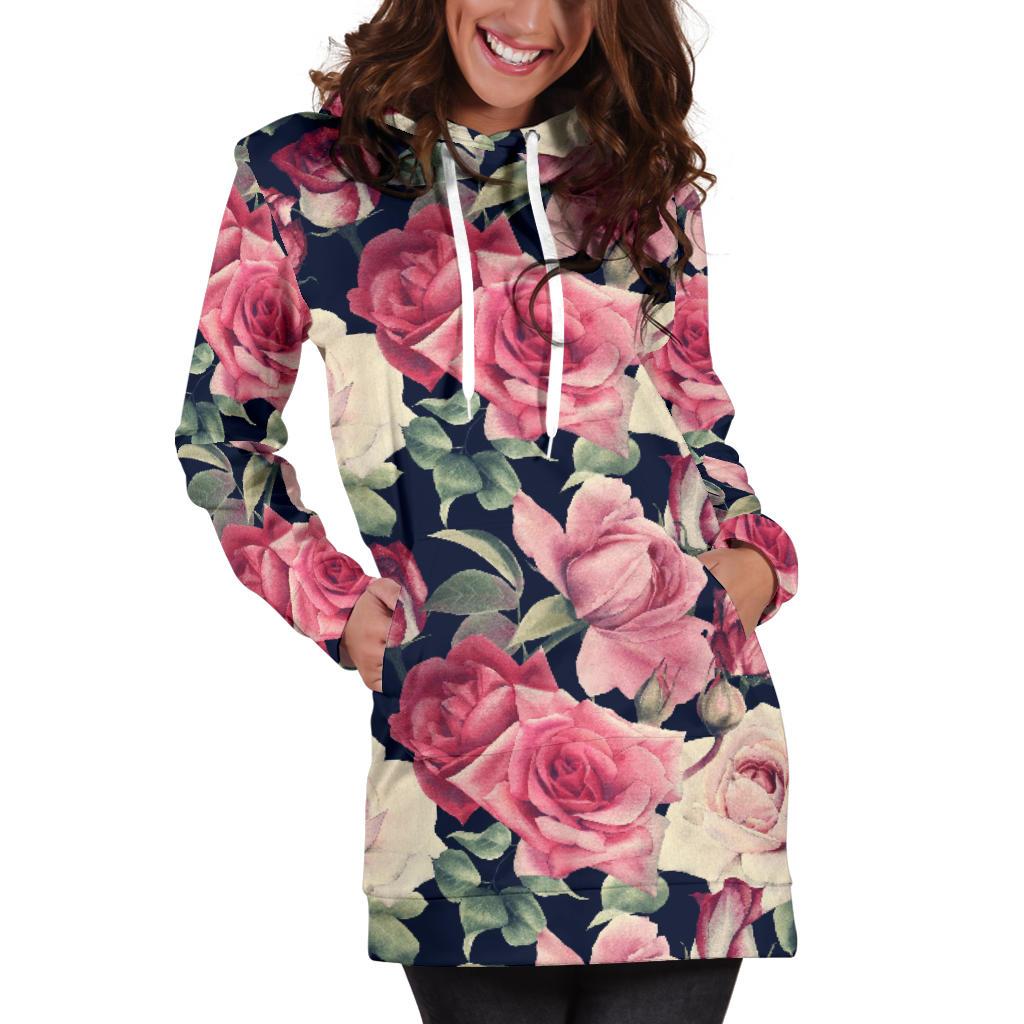 Rose Pattern Print Design RO05 Women Hoodie Dress