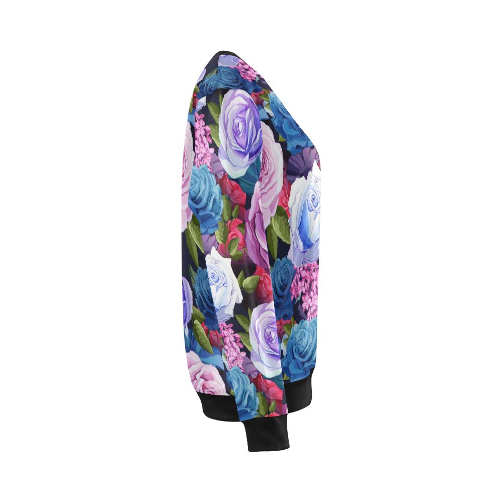 Rose Pattern Print Design RO09 Women Long Sleeve Sweatshirt-JorJune