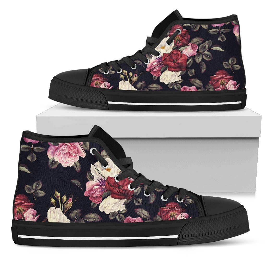 Rose Pattern Women High Top Shoes
