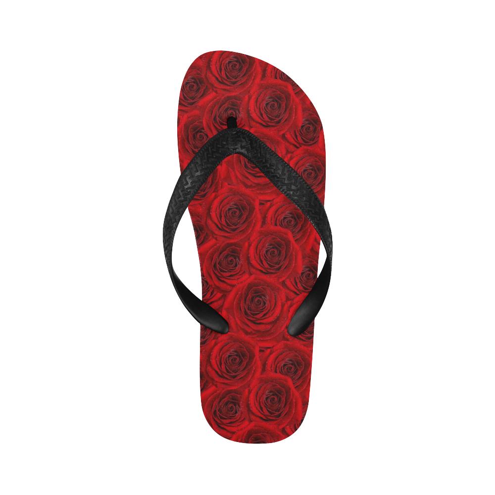 Rose Red Pattern Print Design RO04 Flip Flops-JorJune