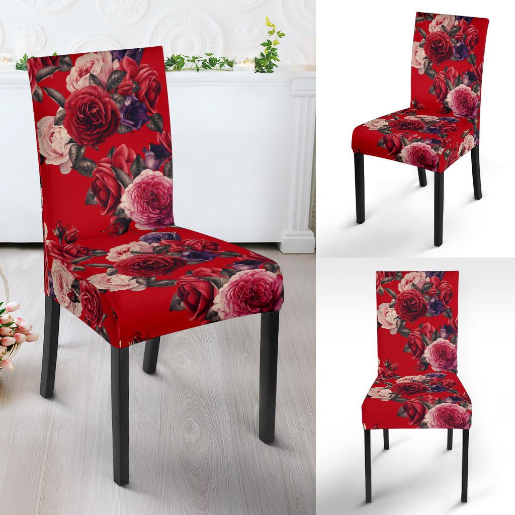 Rose Red Pattern Print Design RO07 Dining Chair Slipcover-JORJUNE.COM