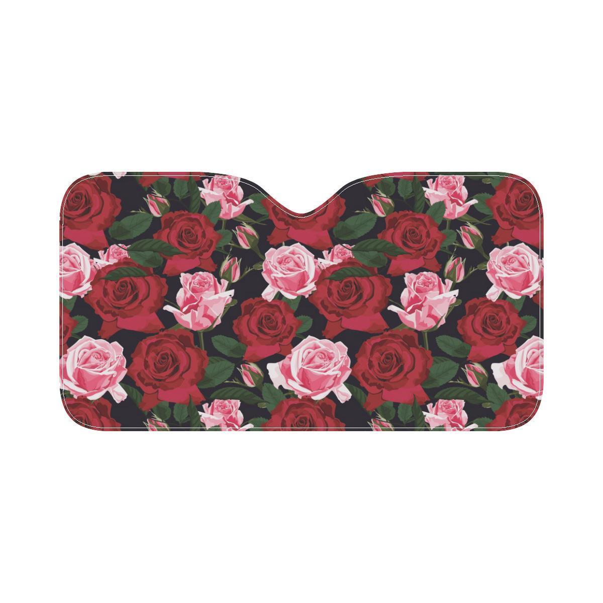 Rose Red Pink Pattern Print Design RO01 Car Sun Shade-JorJune