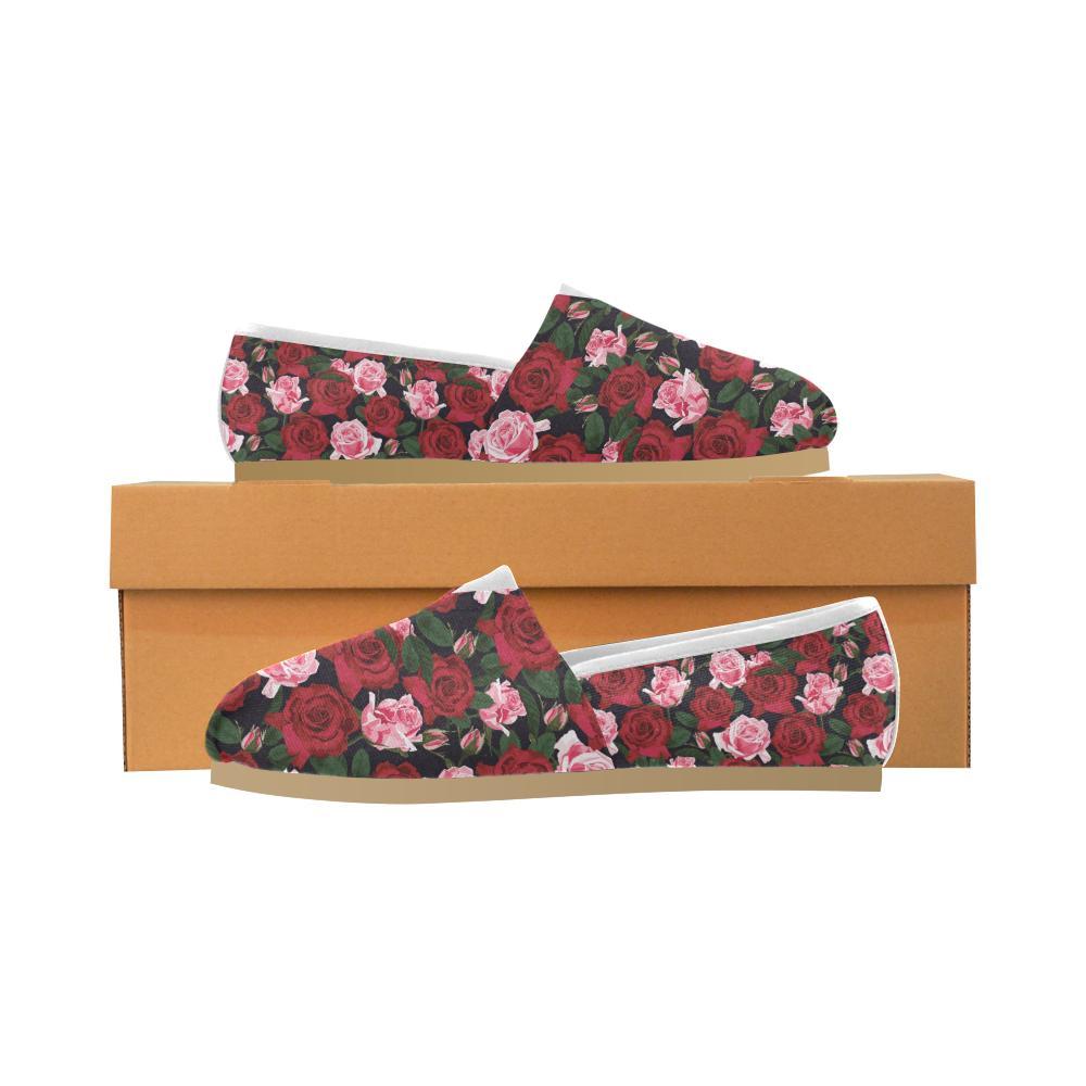 Rose Red Pink Pattern Print Design RO01 Women Casual Shoes-JorJune.com