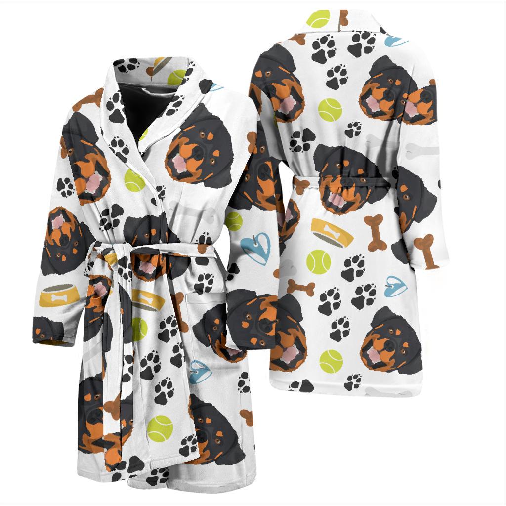 Rottweiler Pattern Print Design A04 Men Bathrobe-JORJUNE.COM