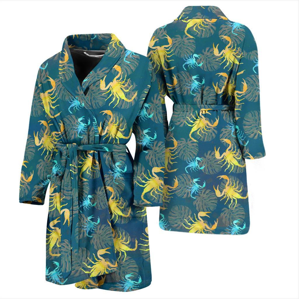 Scorpion Pattern Print Design 02 Men Bathrobe-JORJUNE.COM