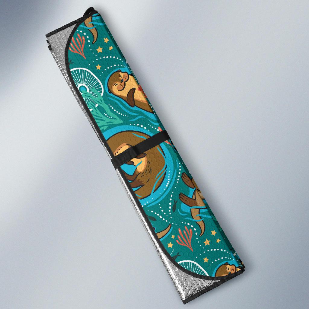 Sea Otter Pattern Print Design 01 Car Sun Shades-JORJUNE.COM