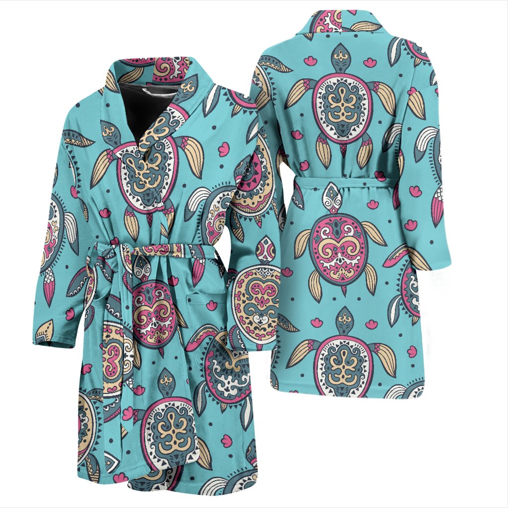 Sea Turtle Art Pattern Men Bath Robe