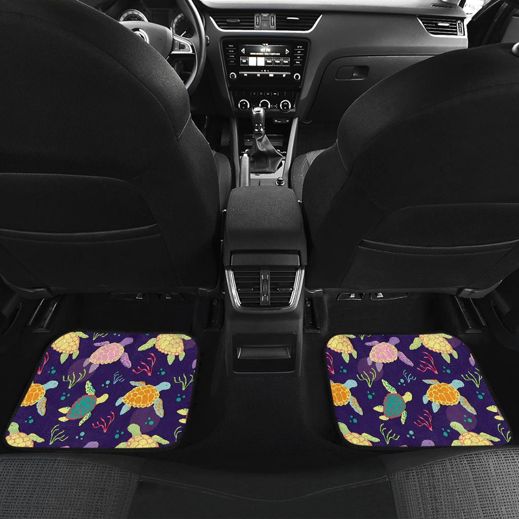 Sea Turtle Color Smile Front and Back Car Floor Mats