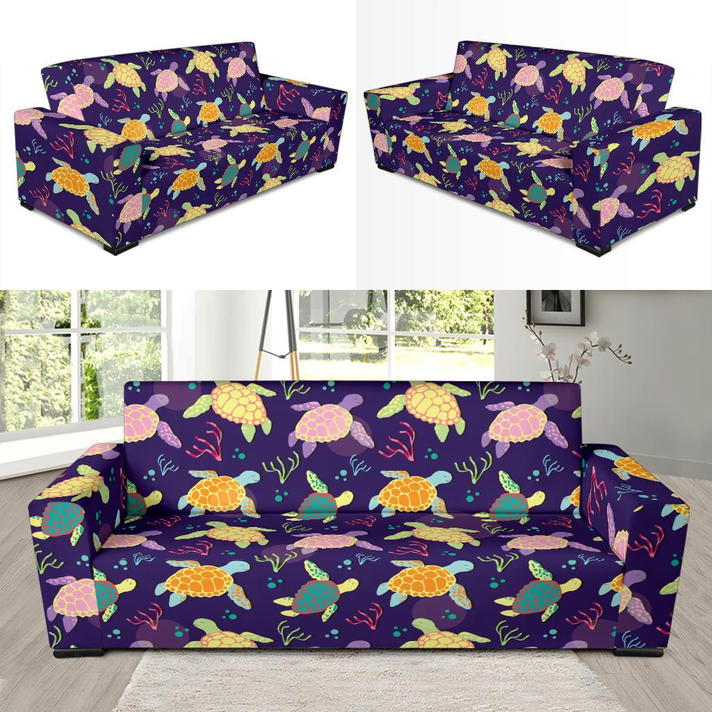 Sea Turtle Color Smile Sofa Slipcover-JORJUNE.COM