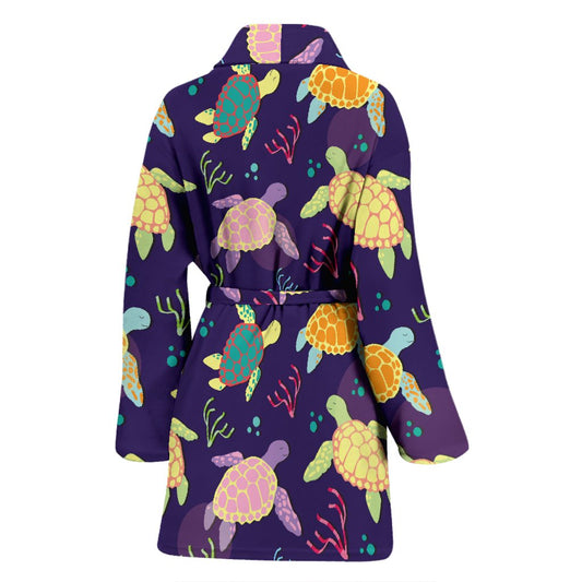 Sea Turtle Color Smile Women Bath Robe